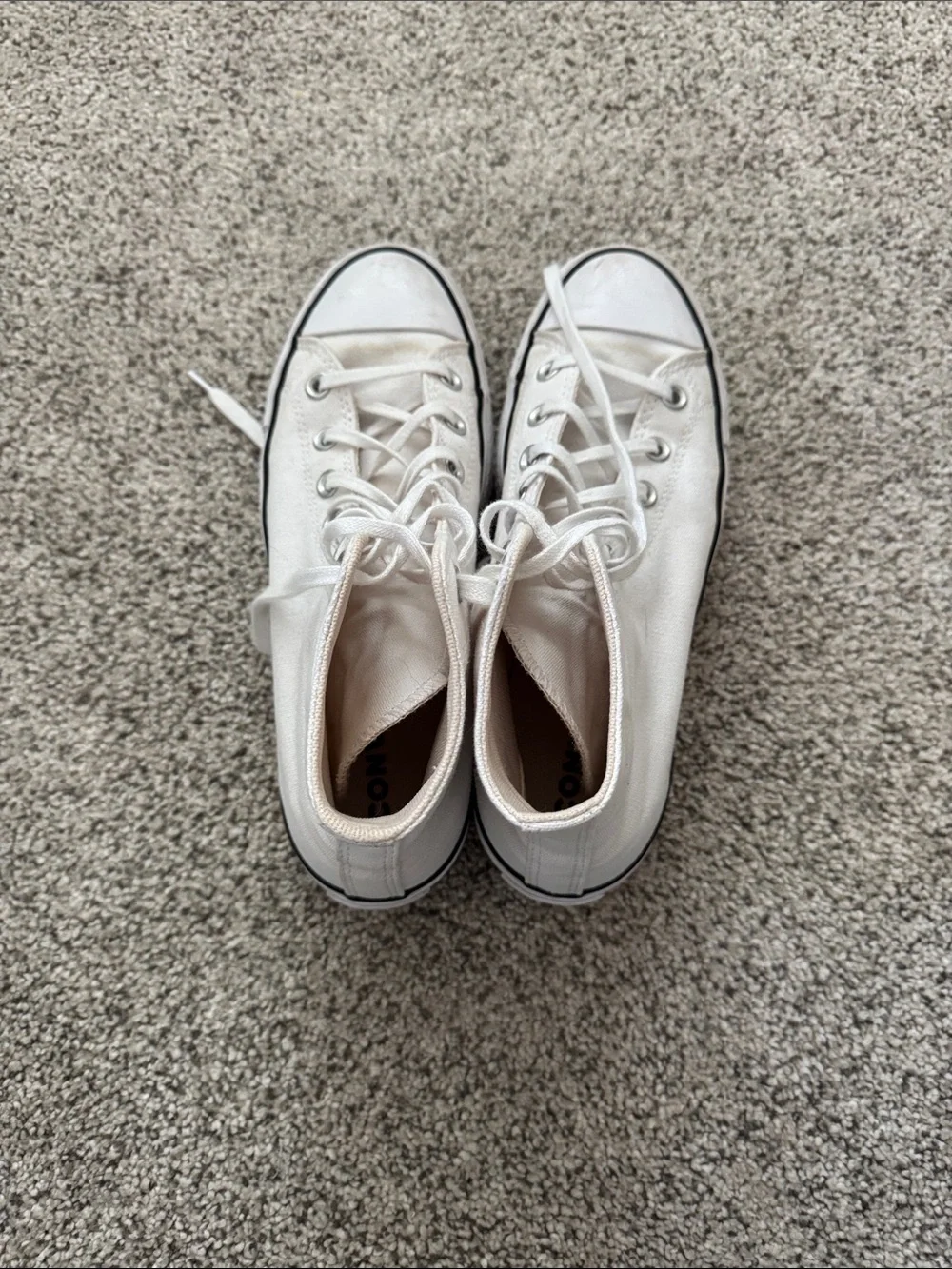 Converse White High-Top Platform Sneakers with Black Stripe Size 8.5